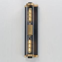 Opulent Black and Antique Brass 20" Outdoor Wall Sconce