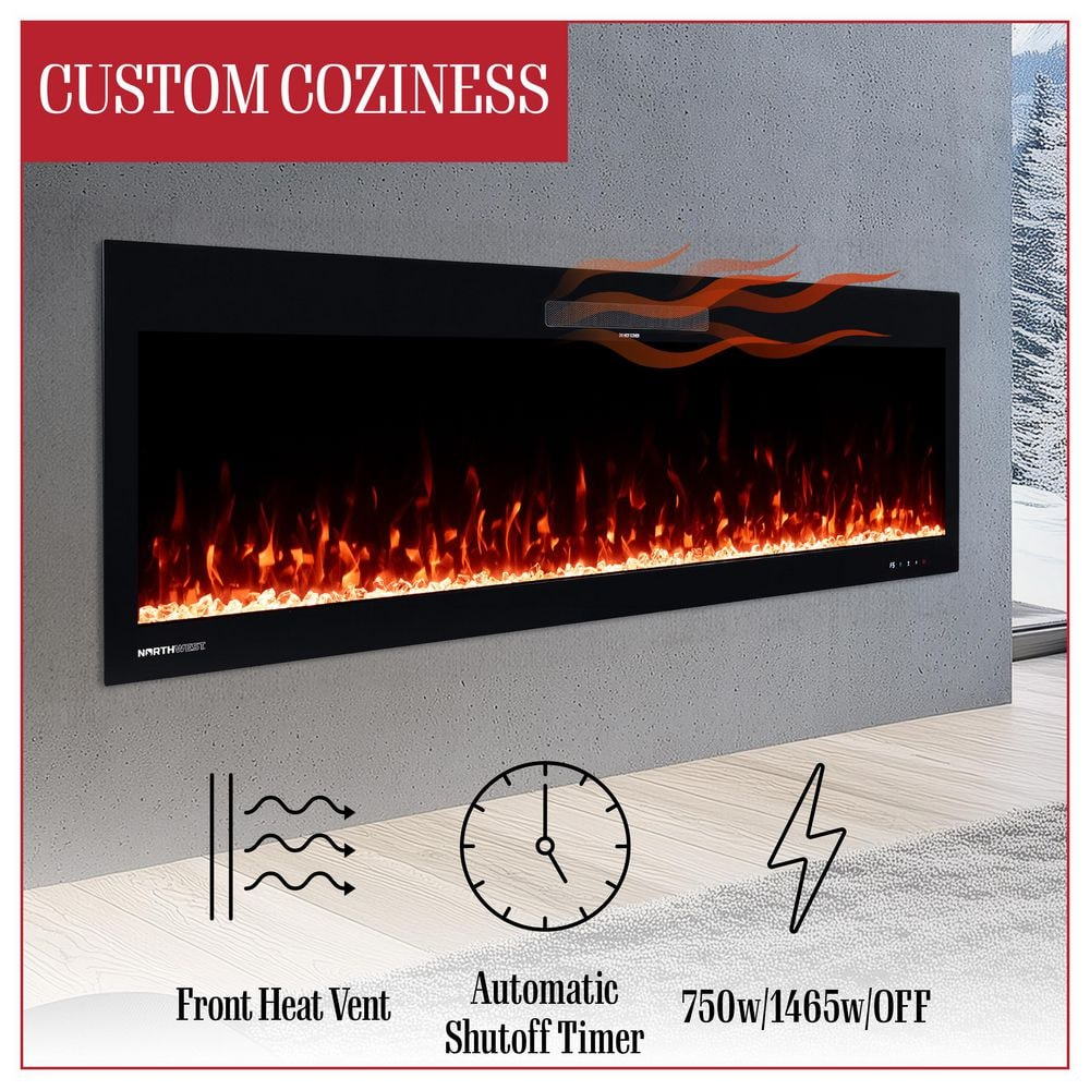 Northwest 60 Inch Electric Fireplace with Fire Crackling Sounds and Remote