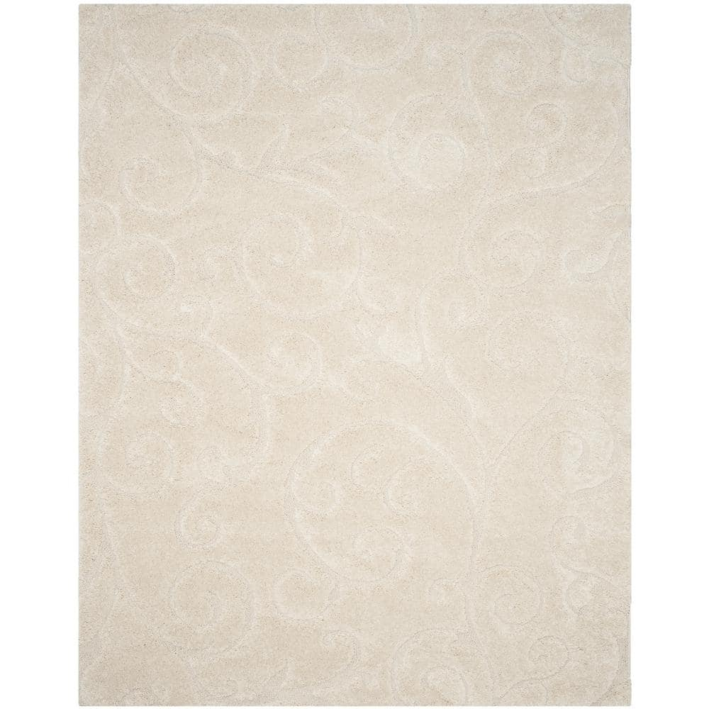 SAFAVIEH Florida Doug Floral Vines Shag Area Rug, Cream, 8'6" x 12'