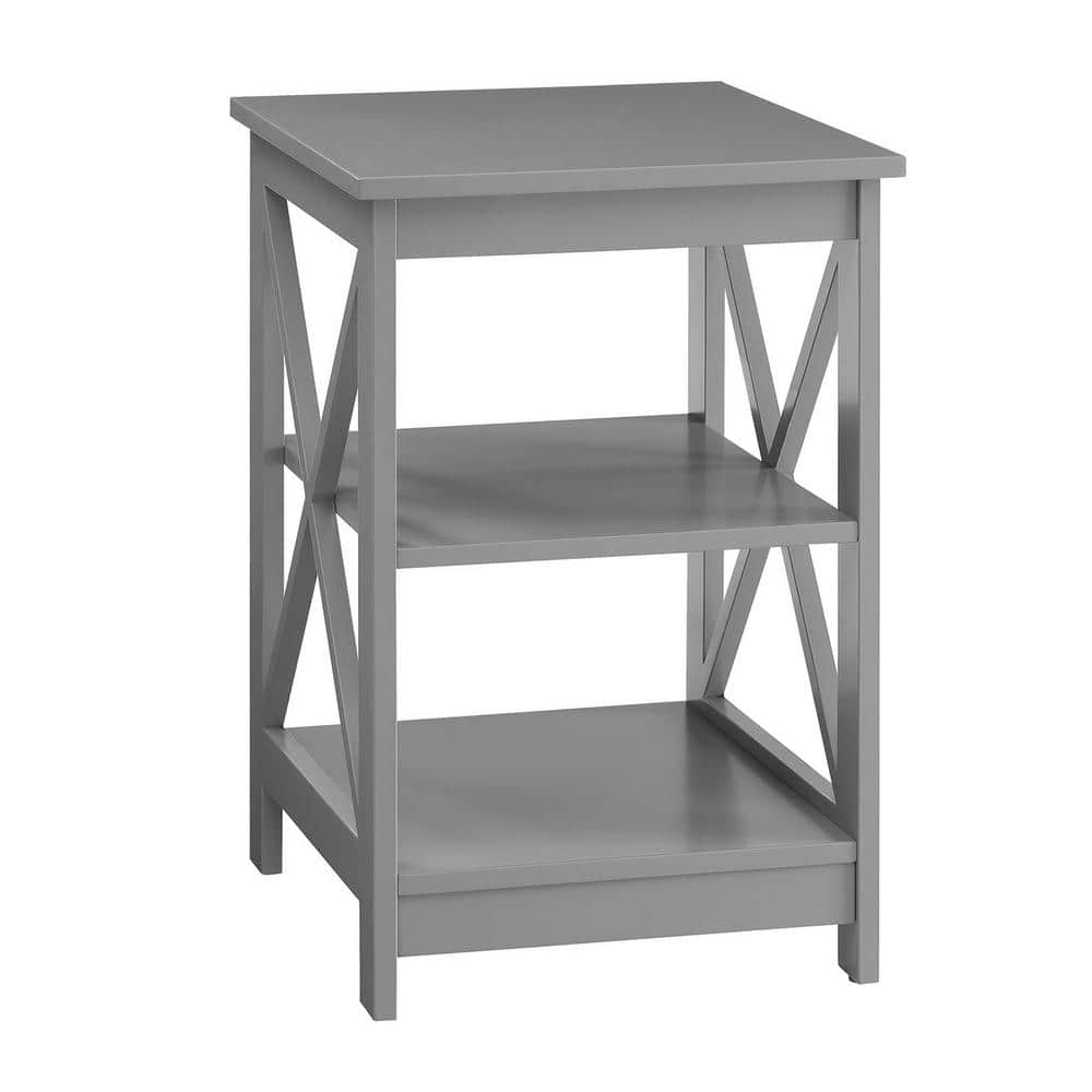 Convenience Concepts Oxford End Table in Gray Wood Finish With X Frame