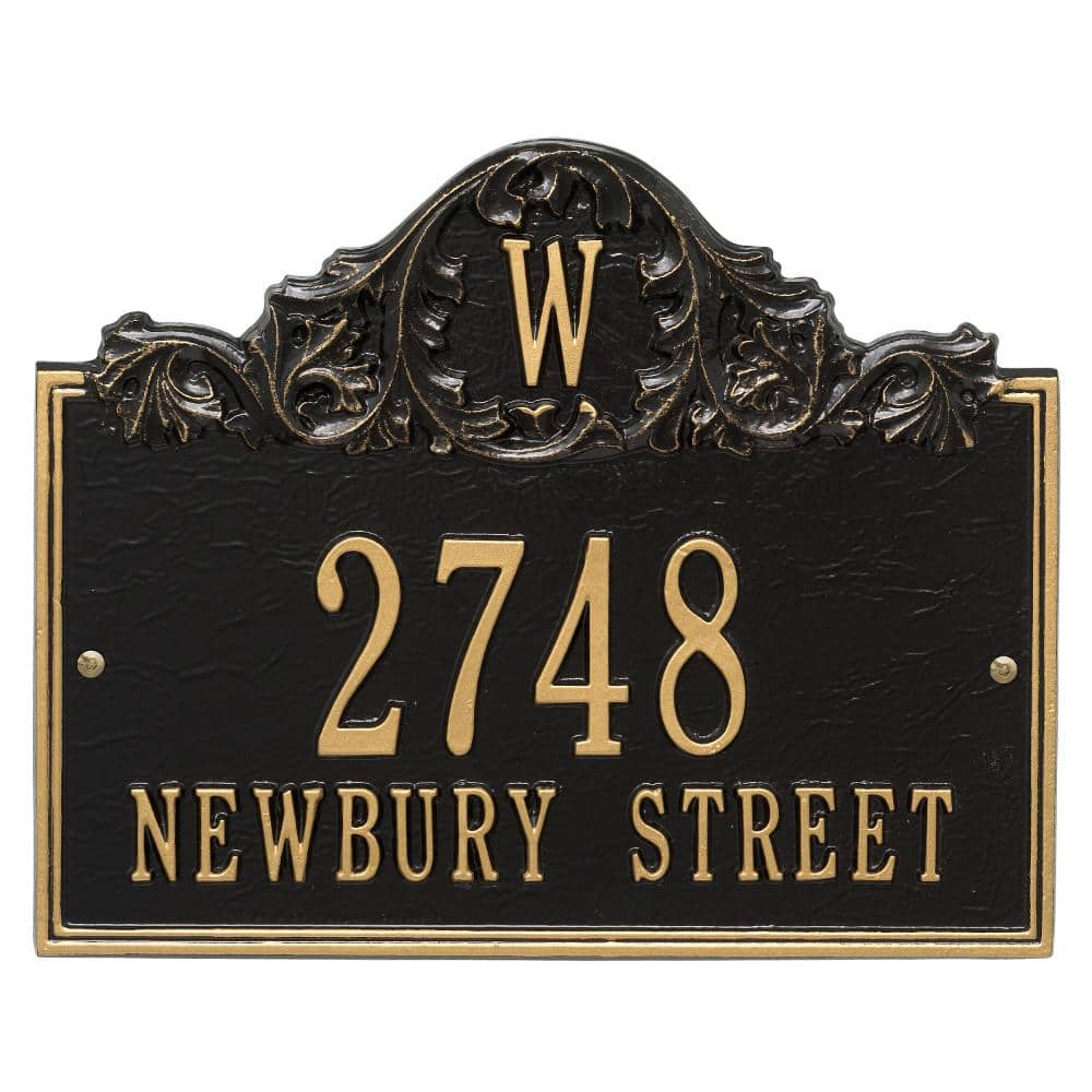 Black and Gold Metal Monogram Address Plaque