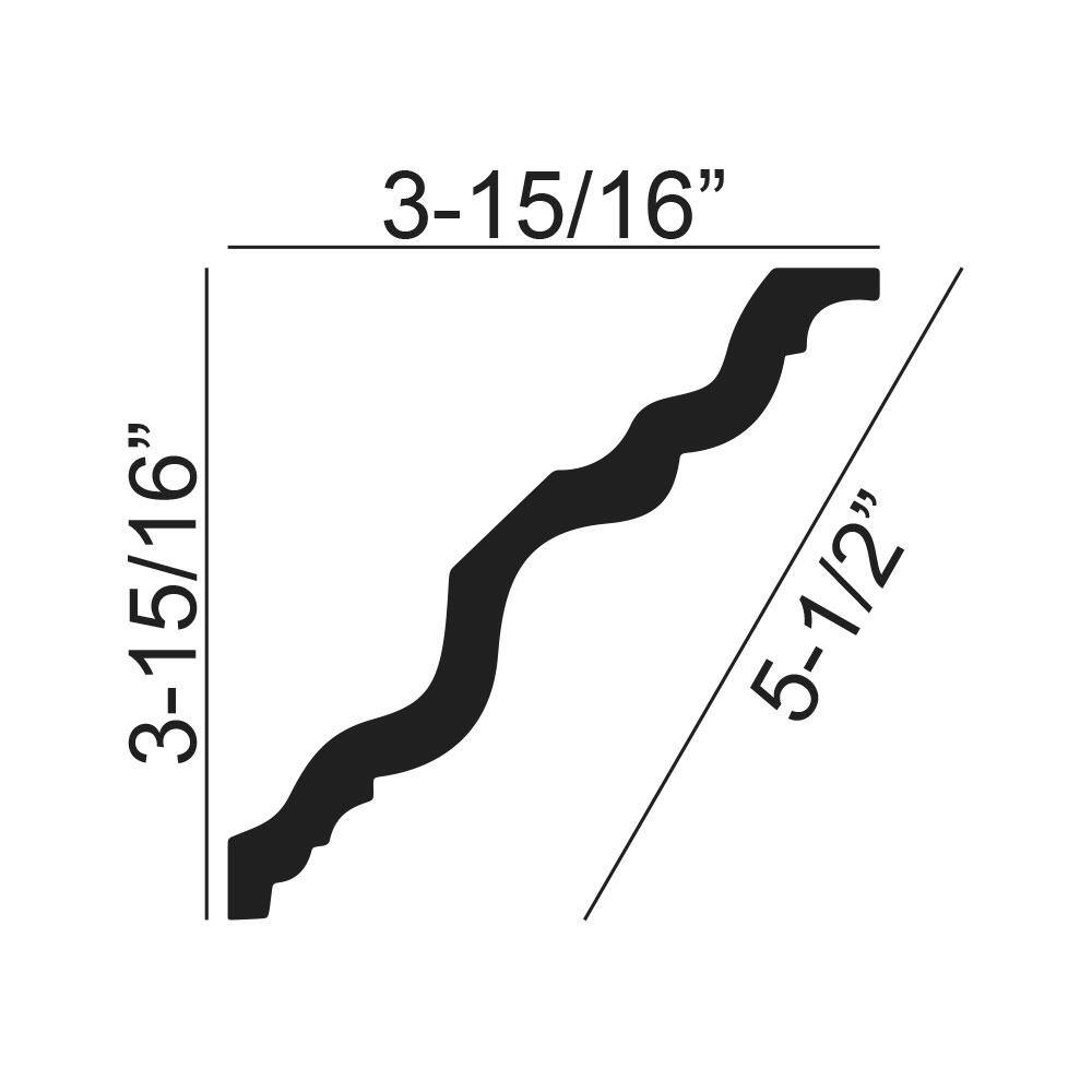 Architectural Products by Outwater L.L.C. 3-15/16 in x 3-15/16 in x 6 in Long Plain Polyurethane Crown Moulding Sample
