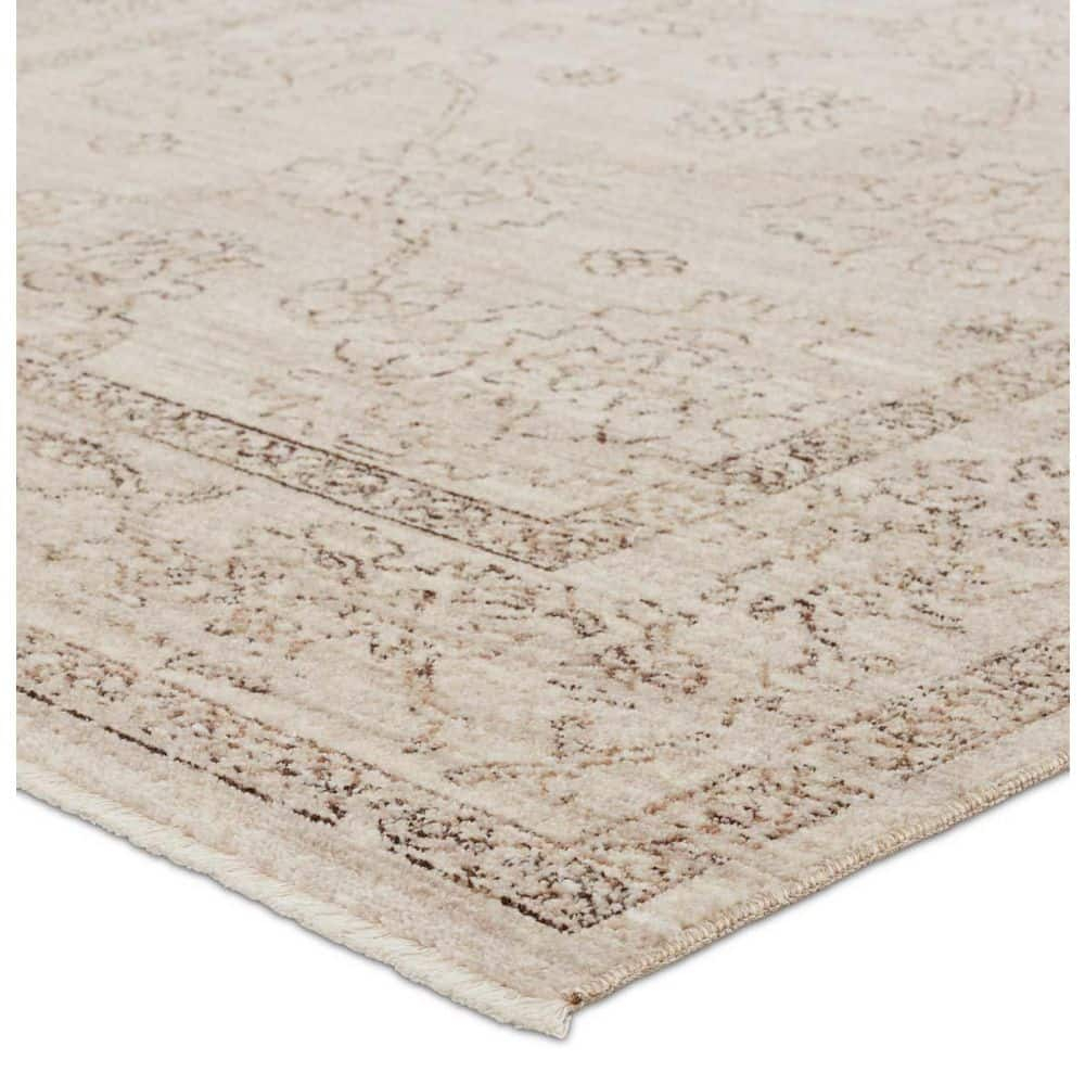 Camille Gray and Taupe Floral Synthetic Rectangular Area Rug