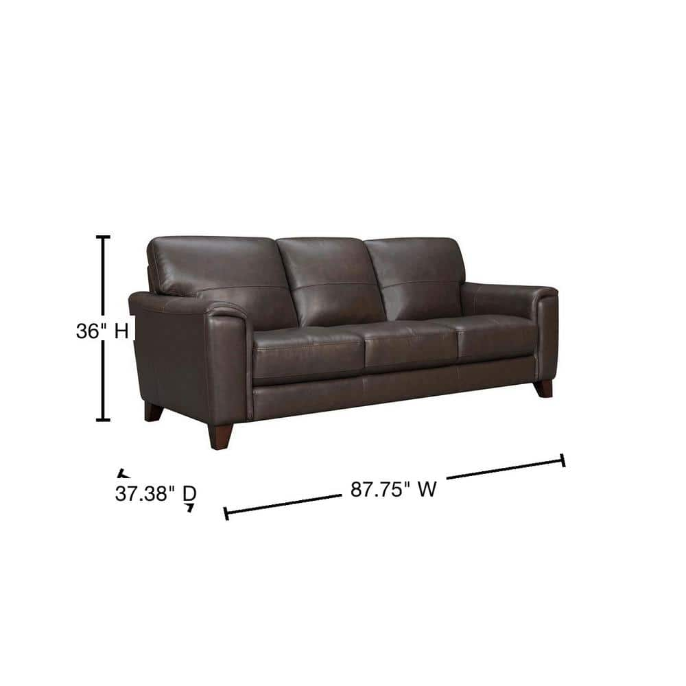 Bergen 87" Espresso Genuine Leather Square Arm Sofa