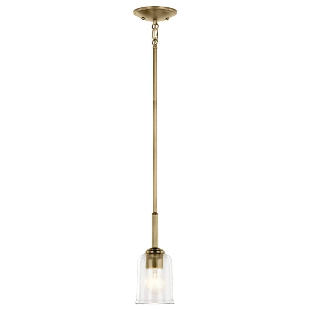 Kichler 43674 Shailene 5" Wide Mini Pendant - Natural Brass / Clear