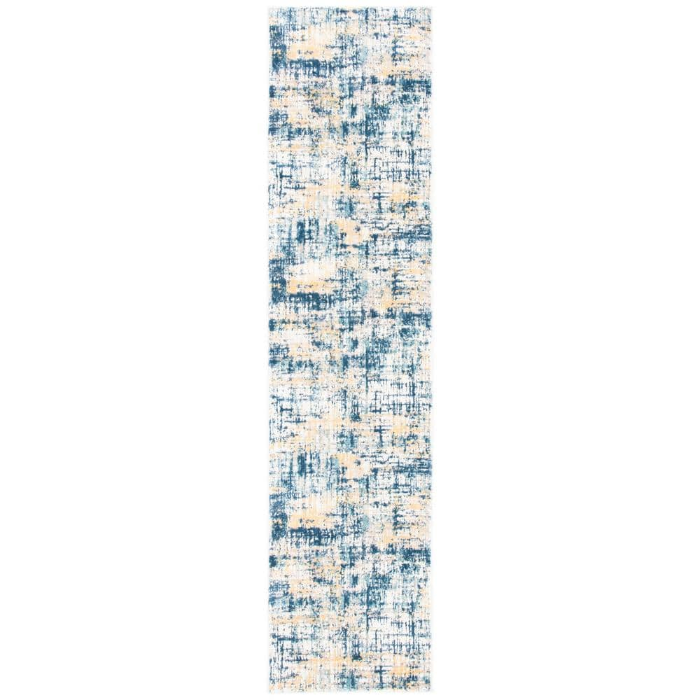 SAFAVIEH Skyler Mandy Distressed Runner Rug, Navy/Gold, 2'2" x 9'