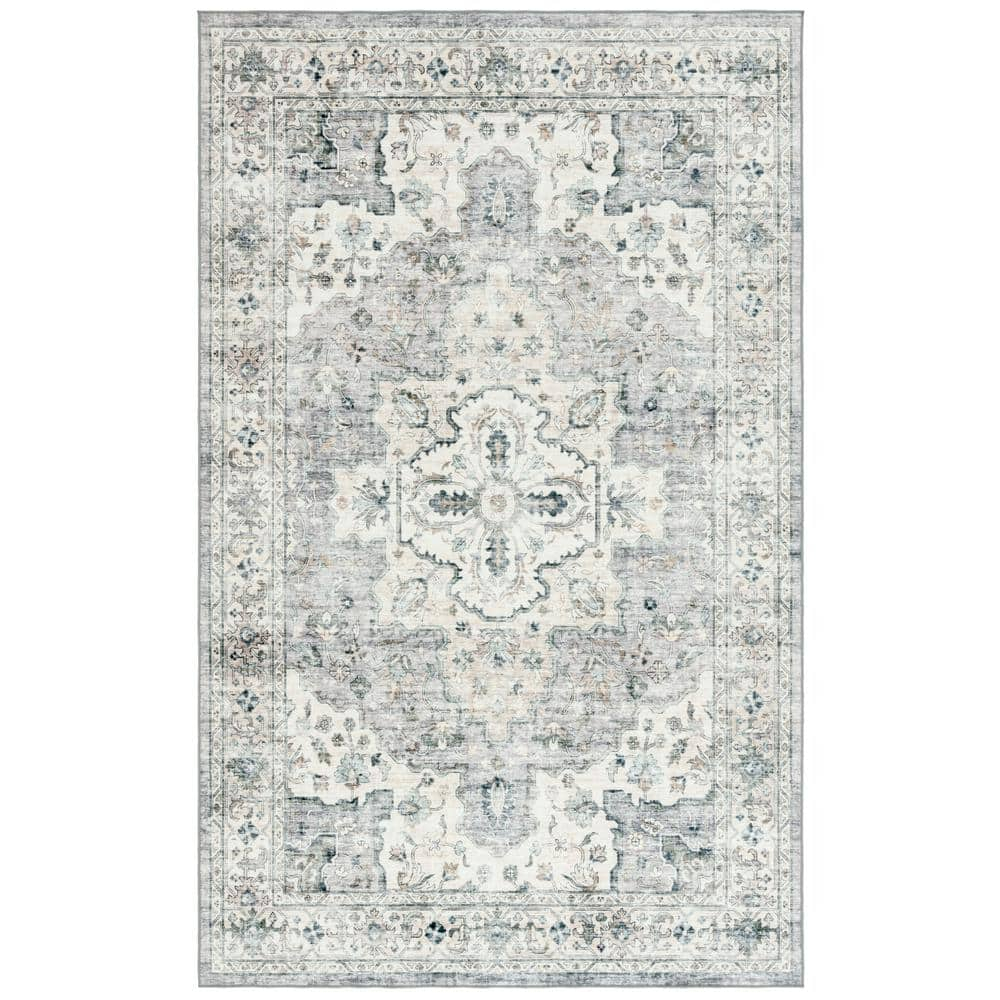SAFAVIEH Isabella Zander Floral Bordered Area Rug, Grey/Cream, 3' x 5'