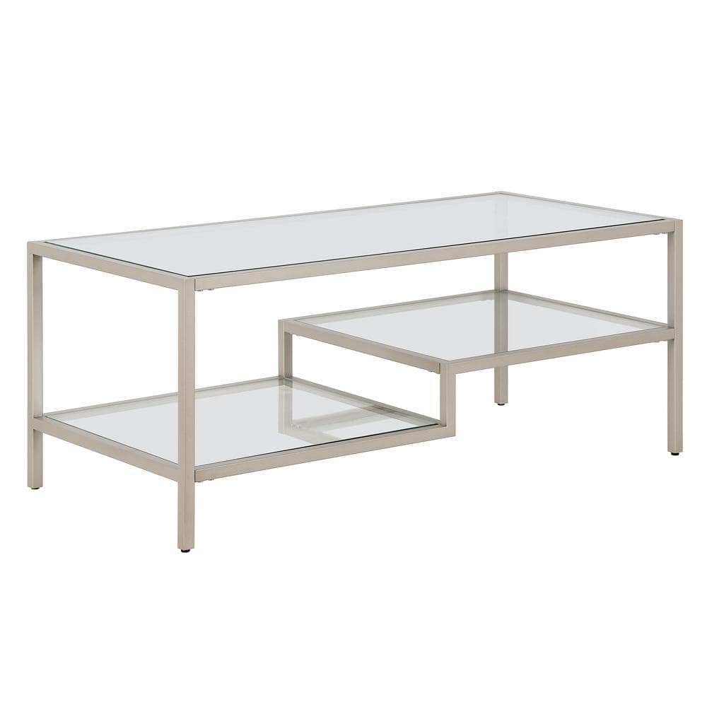 Evelyn&Zoe Lovett 45" Wide Rectangular Coffee Table in Satin Nickel