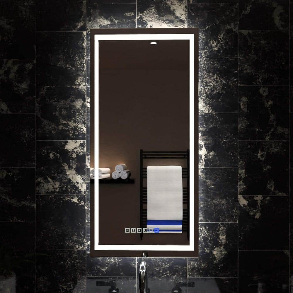 18"x40" LED Dimmable Bathroom Mirror Rectangle LED Lighted Wall Mounted Mirror for Vanity Room with Touch Button and Anti-Fog Function by Fab Glass and Mirror
