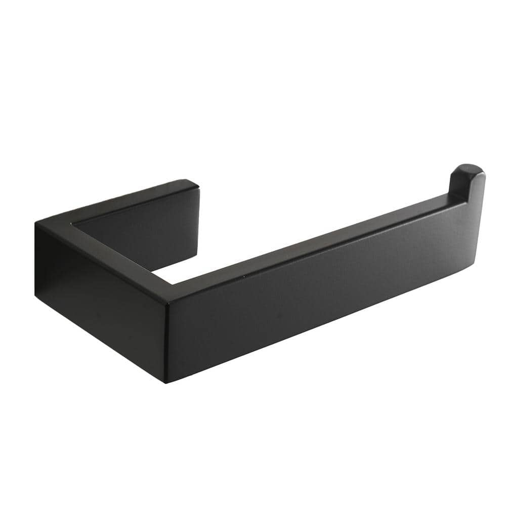 TNOMS Paper Roll Holder Matte Black Wall Mounted Stainless Steel Bathroom Rust Proof Toilet Tissue Holder,Q8002BK