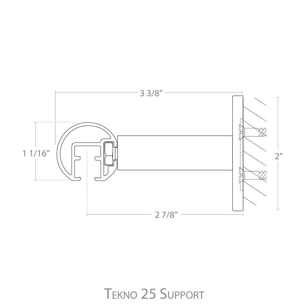 Tekno 25 - 84 in. Non-Adjustable 1-1/8 in. Single Traverse Window Curtain Rod Set in Silver with Empire Finial