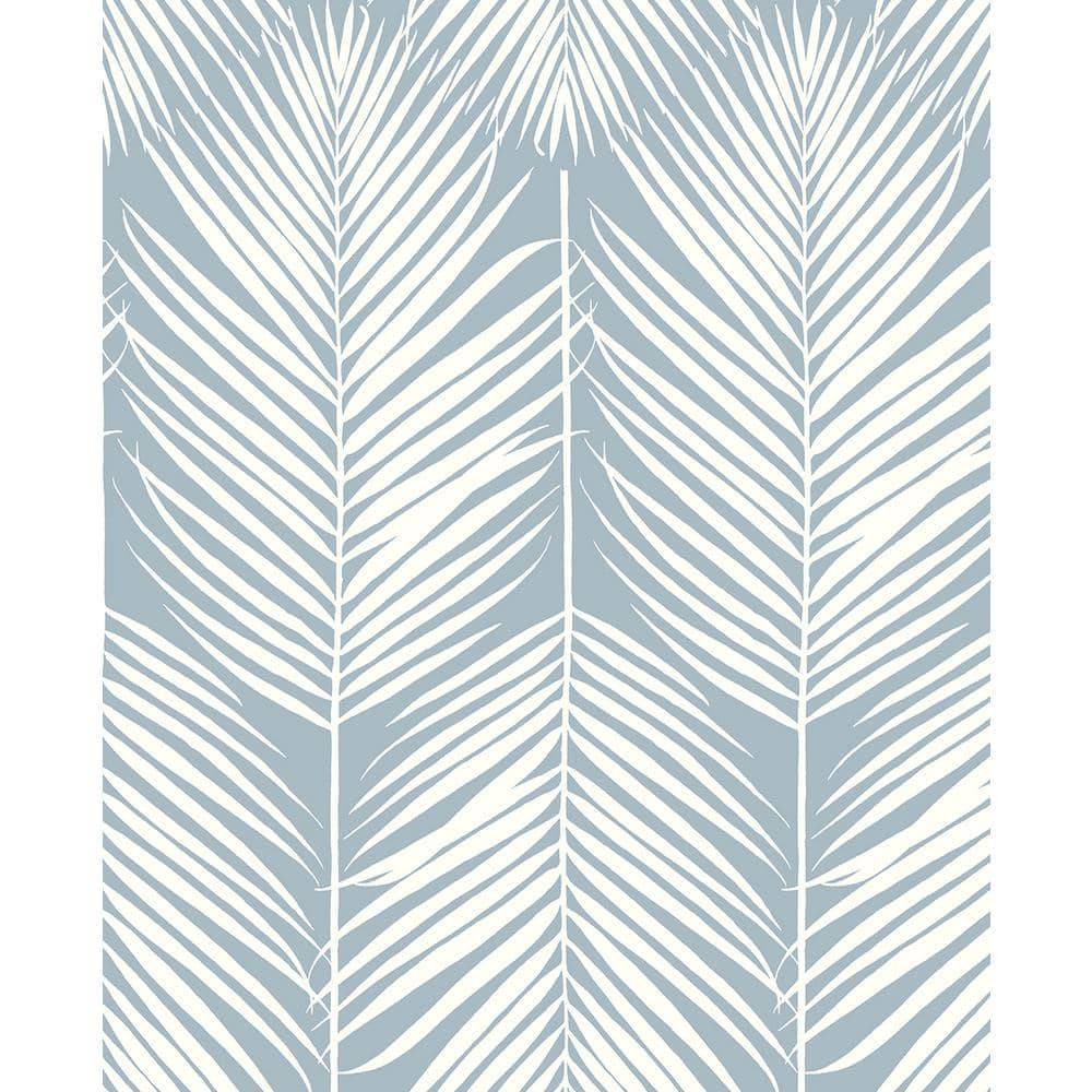 Seabrook Designs Light Blue Palm Silhouette Prepasted Wallpaper
