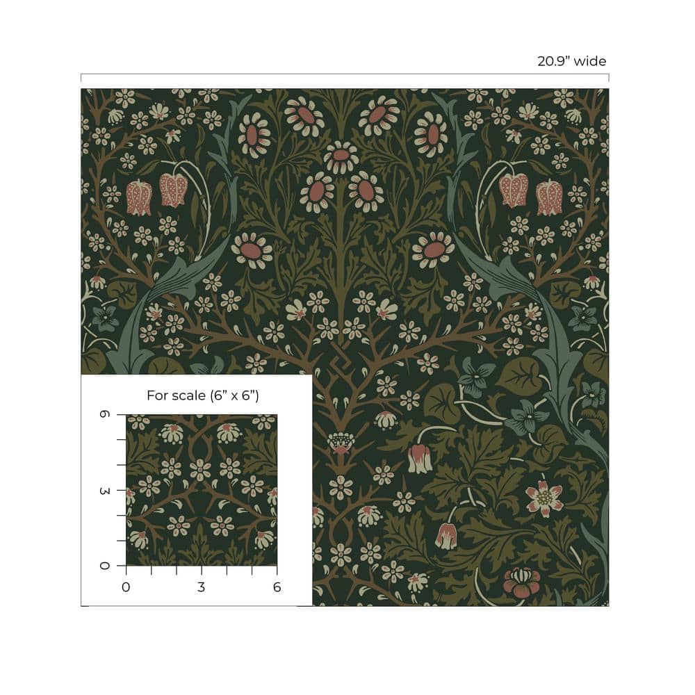 NextWall Greenery Victorian Garden Floral Peel and Stick Wallpaper