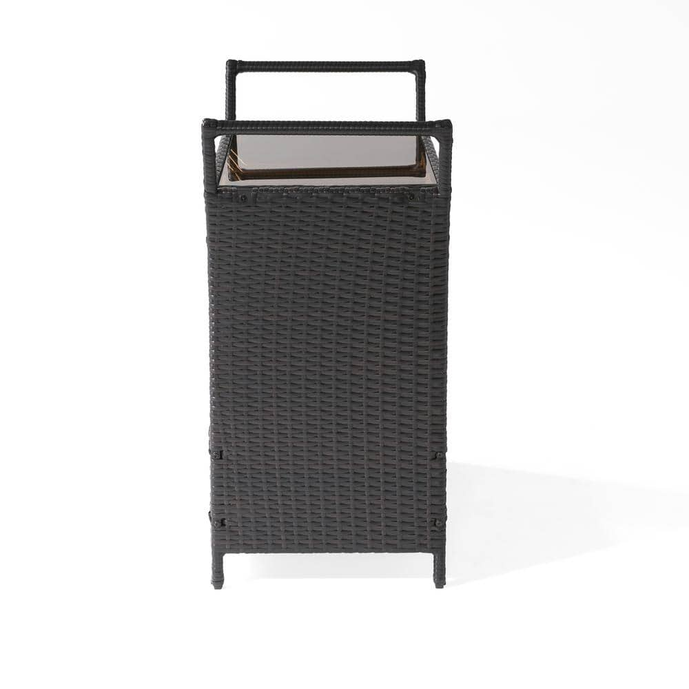 Noble House Bahama Wicker Serving Bar Cart in Multibrown