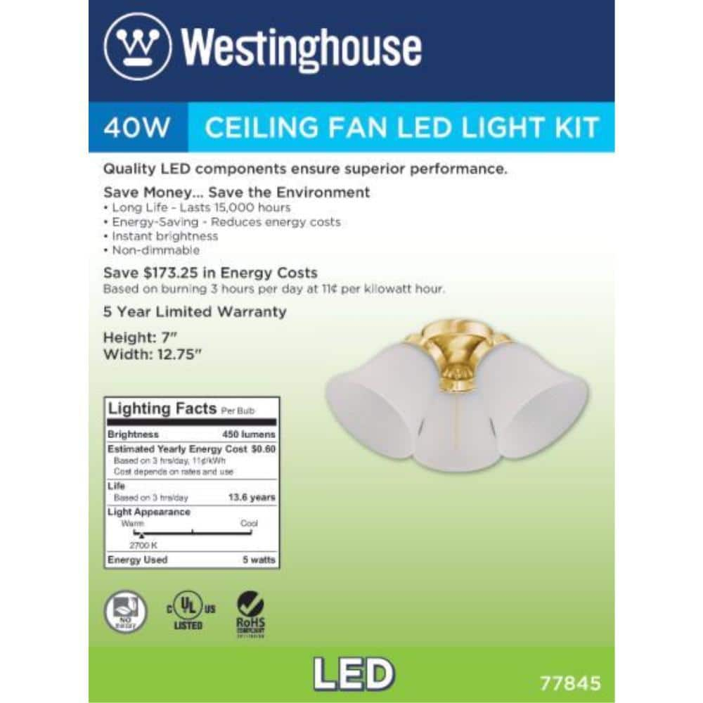 Westinghouse 7784500 3 Light 12-3/4" Wide Light Kit - Brass