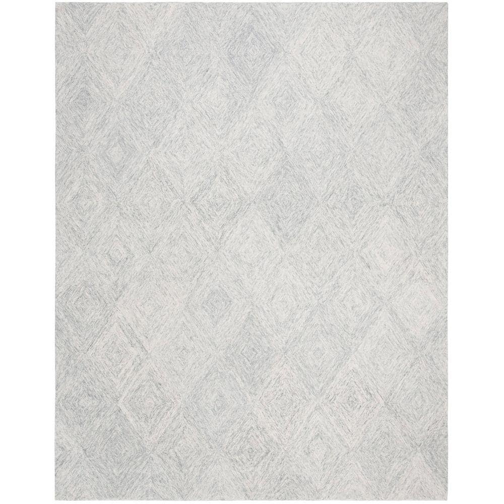 SAFAVIEH Abstract Summer Geometric Wool Area Rug, Silver, 9' x 12'