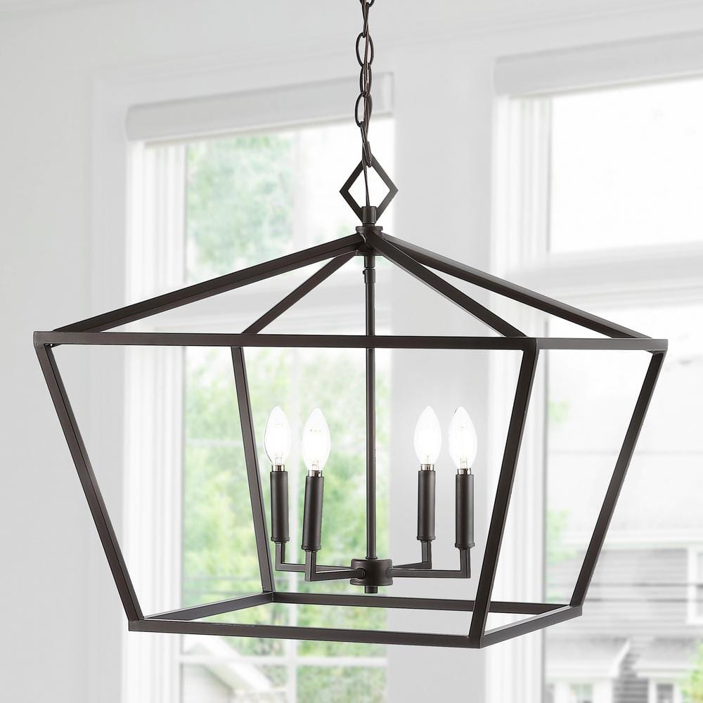Gatsby 23" 4-Light Adjustable Iron Rustic Glam LED Pendant, Oil Rubbed Bronze