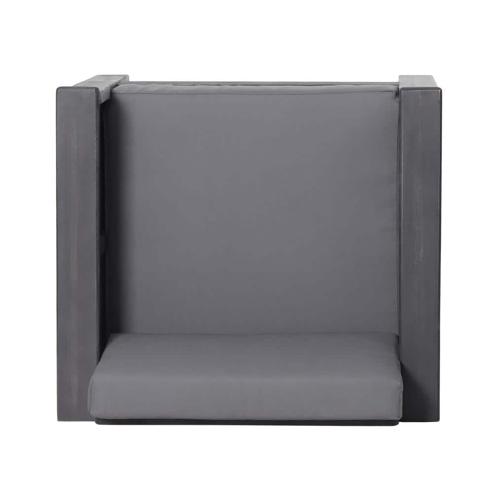 Lithonia Acacia Wood Outdoor Club Chairs with Cushions, Set of 2, Dark Gray