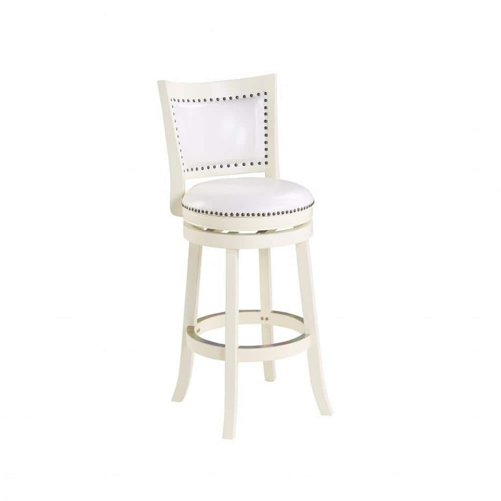 Boraam Bristol 29in. High Back Swivel Wood Kitchen Bar Stool - Buttermilk