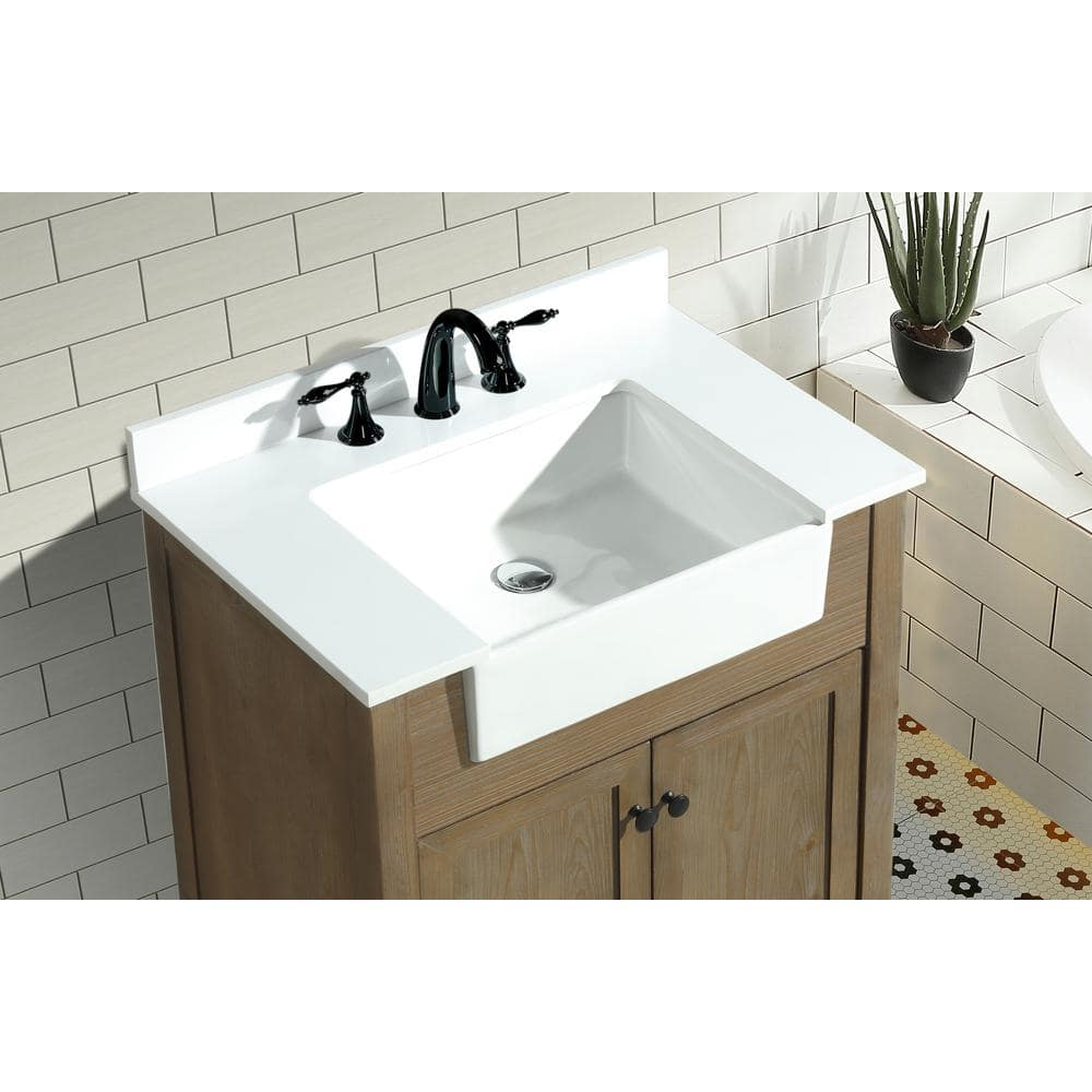 Sally 30" Bathroom Vanity Weathered Fir Finish - White Engineered Countertop