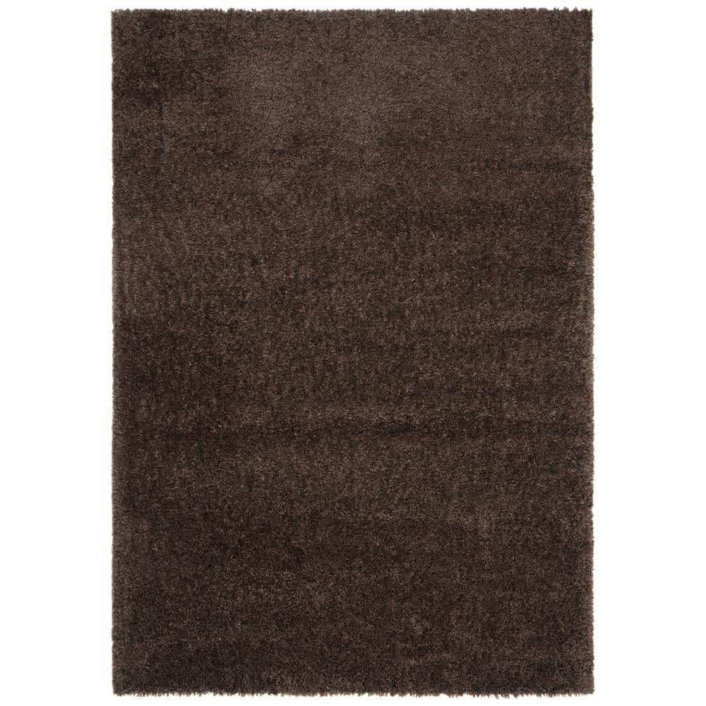 SAFAVIEH August Carlene Solid Plush Shag Area Rug, Brown, 2'3" x 4'