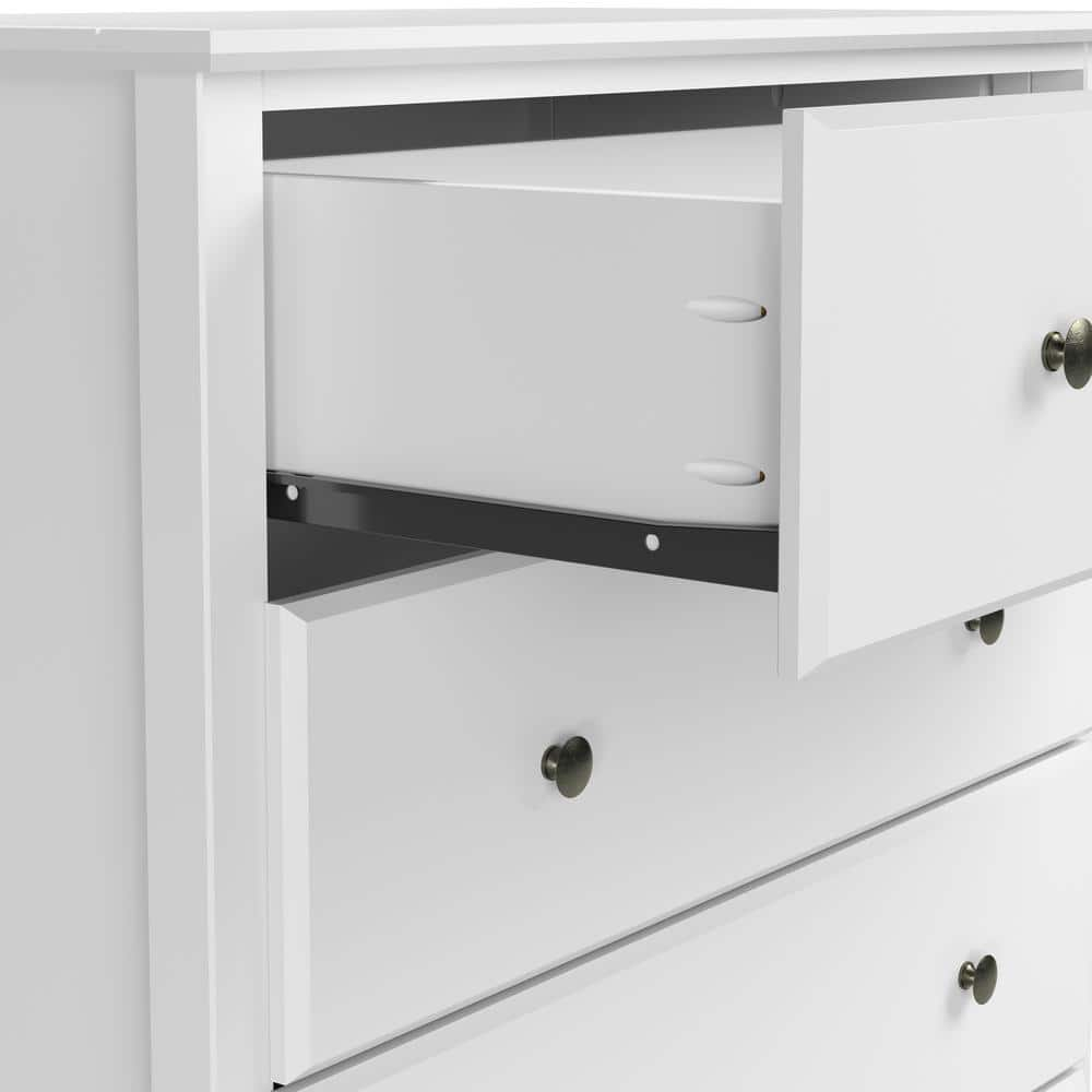 Camaflexi Shaker Style Solid Wood 5-Drawer Bedroom Chest in White