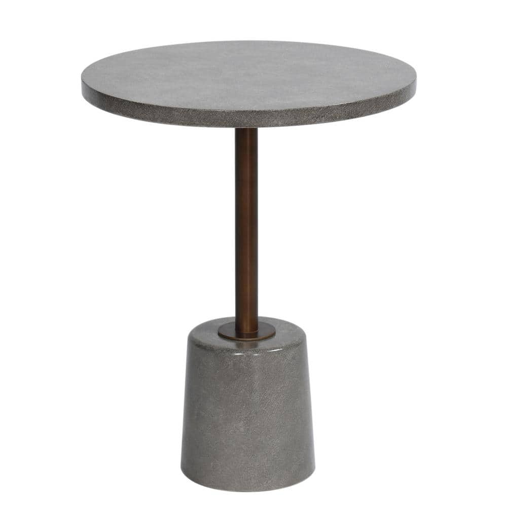 Style Craft Contemporary Round Concrete Side Table, Gray/Bronze