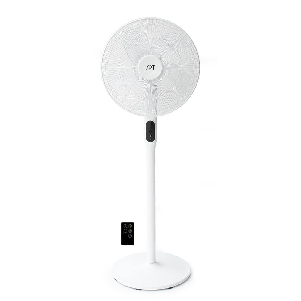 16" DC-Motor Energy Saving Stand Fan with Remote and timer-Piano White