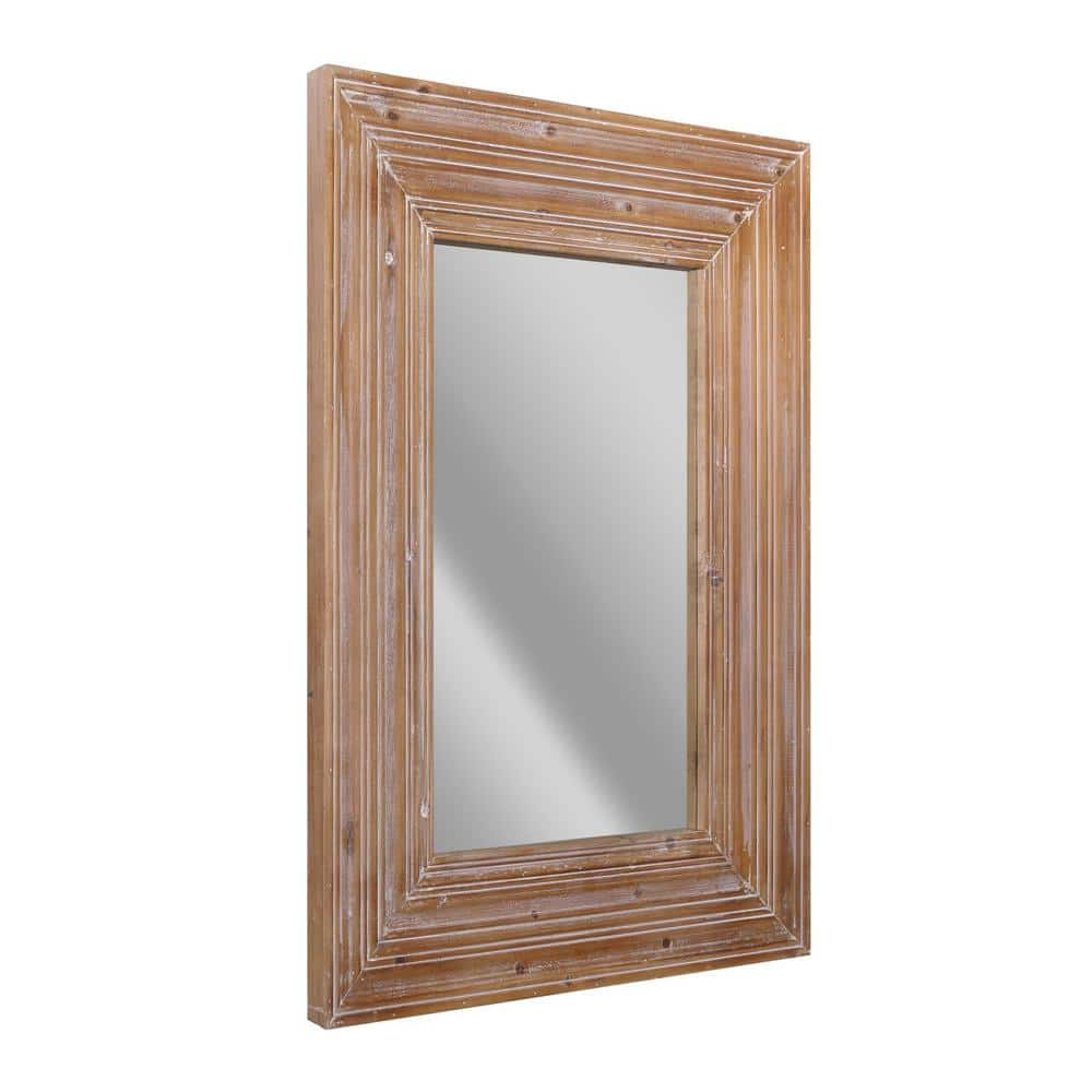 Head West Natural Whitewash Wood Farmhouse Wall Accent Mirror - 30 x 40