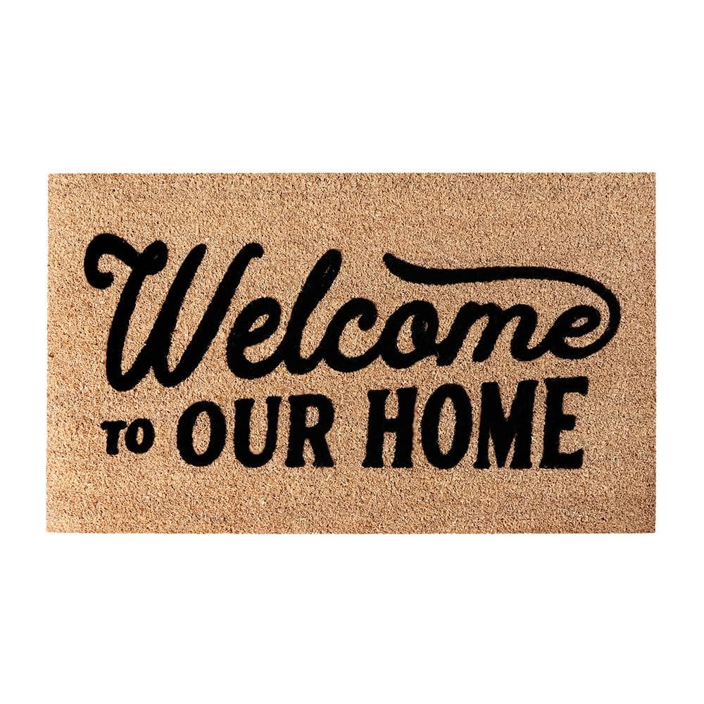 A1HC Natural Coir Flocked Doormat with Heavy Duty Non-Slip PVC Backing Easy to Clean, Fade Resistant, Pet Friendly Outdoor Welcome Mat, Low-Profile Durable Doormat