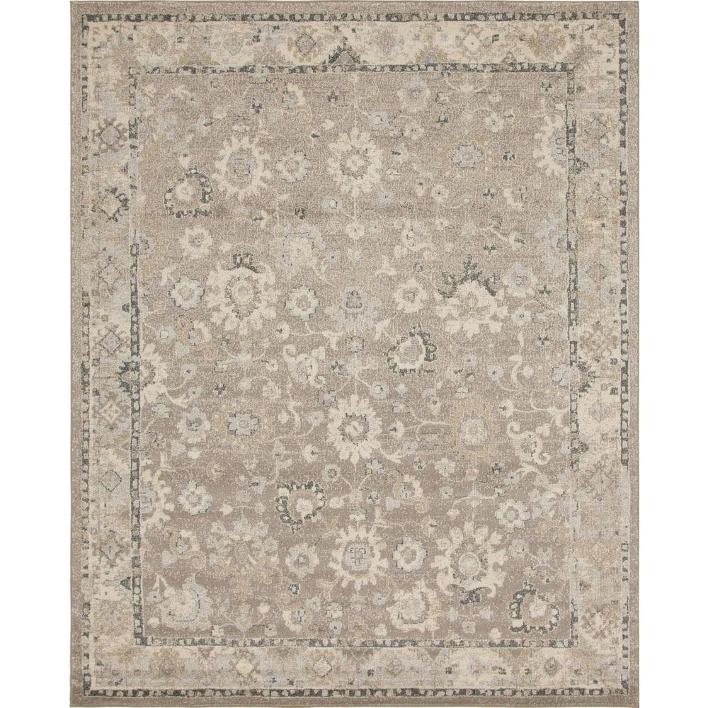 Unique Loom Penrose Collection Area Rug - Krystle (8' x 10' Rectangle Beige Brown/Ivory)
