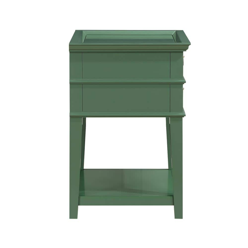 Comfort Pointe Clara Vintage Green Wood 2-Drawer Tray Top Nightstand