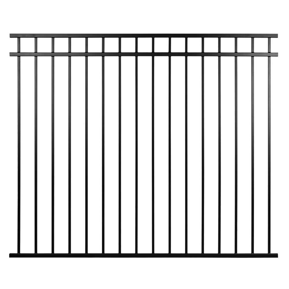 Nuvo Iron 5-ft H x 6-ft W Textured black finish Galvanized steel Containment Gate Spaced picket Fence panel