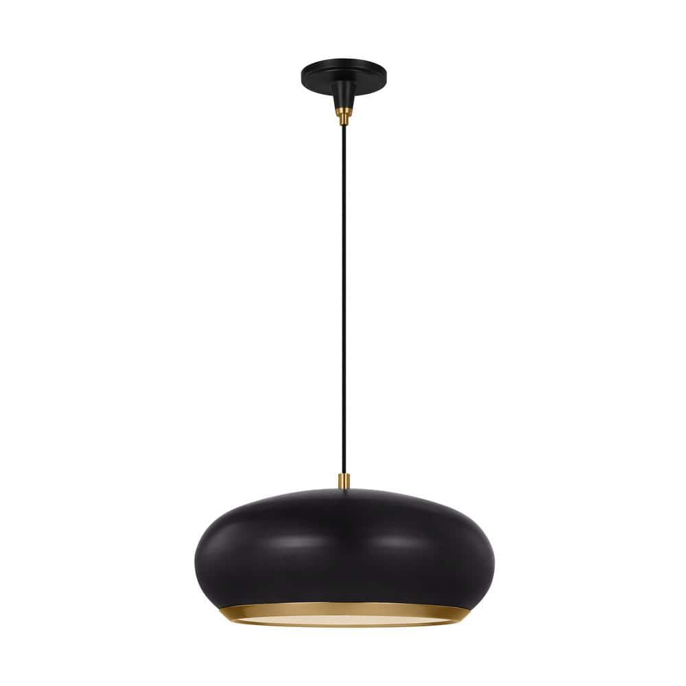 Clasica Aged Iron 18" Bowl Pendant Light with Black Shade