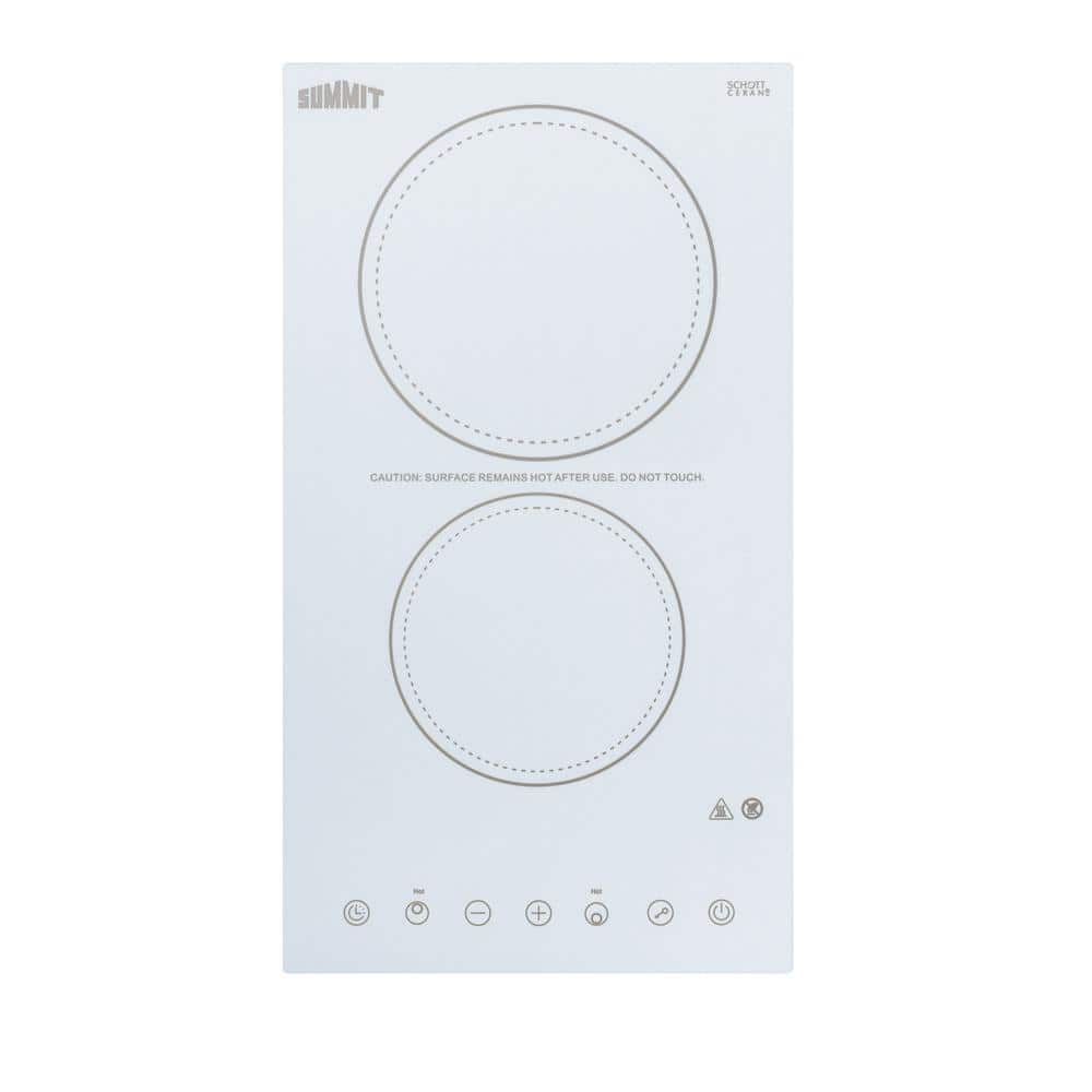 White Ceramic Glass 2 Burner Electric Cooktop with Touch Control
