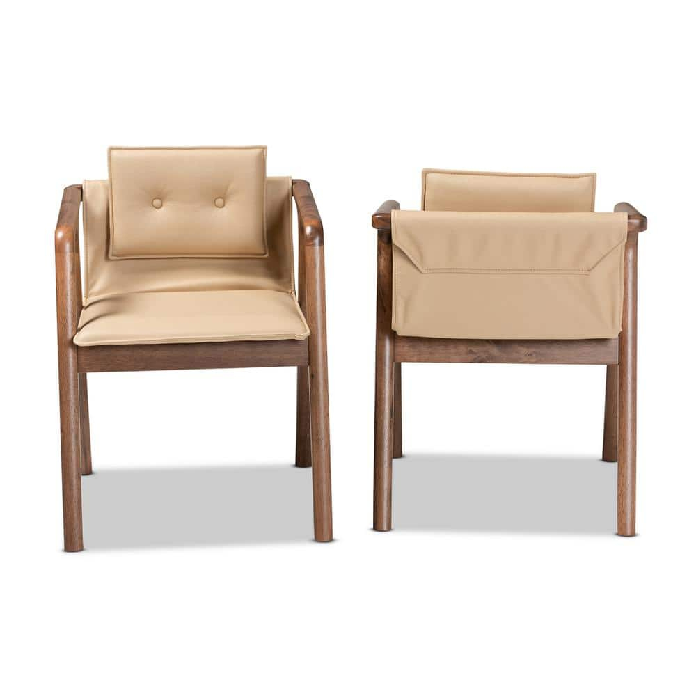 Elegant Beige Cane-Wood High Arm Chair with Button-Tufted Detail