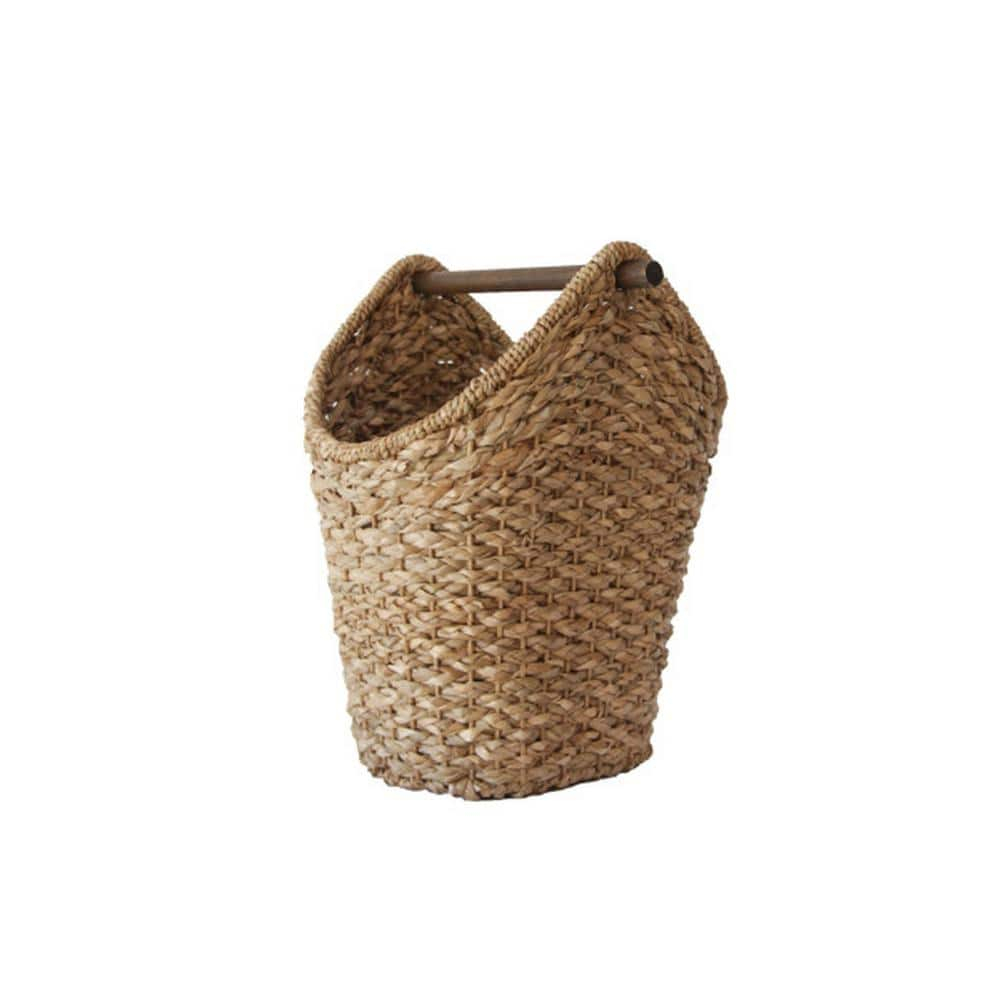 Desert Fields Bankuan Braided Oval Toilet Paper Basket with Wood Bar