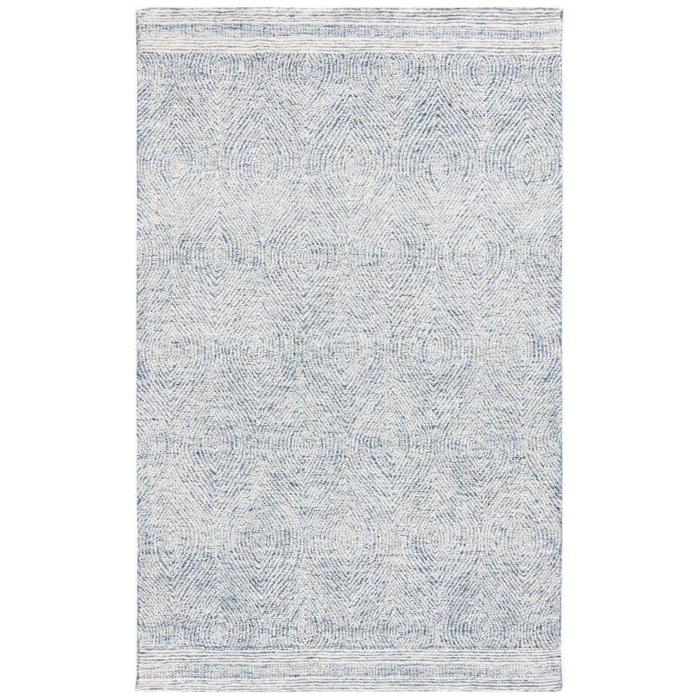 SAFAVIEH Abstract Caelestinus Ogee Wool Area Rug, Ivory/Navy, 5' x 8'