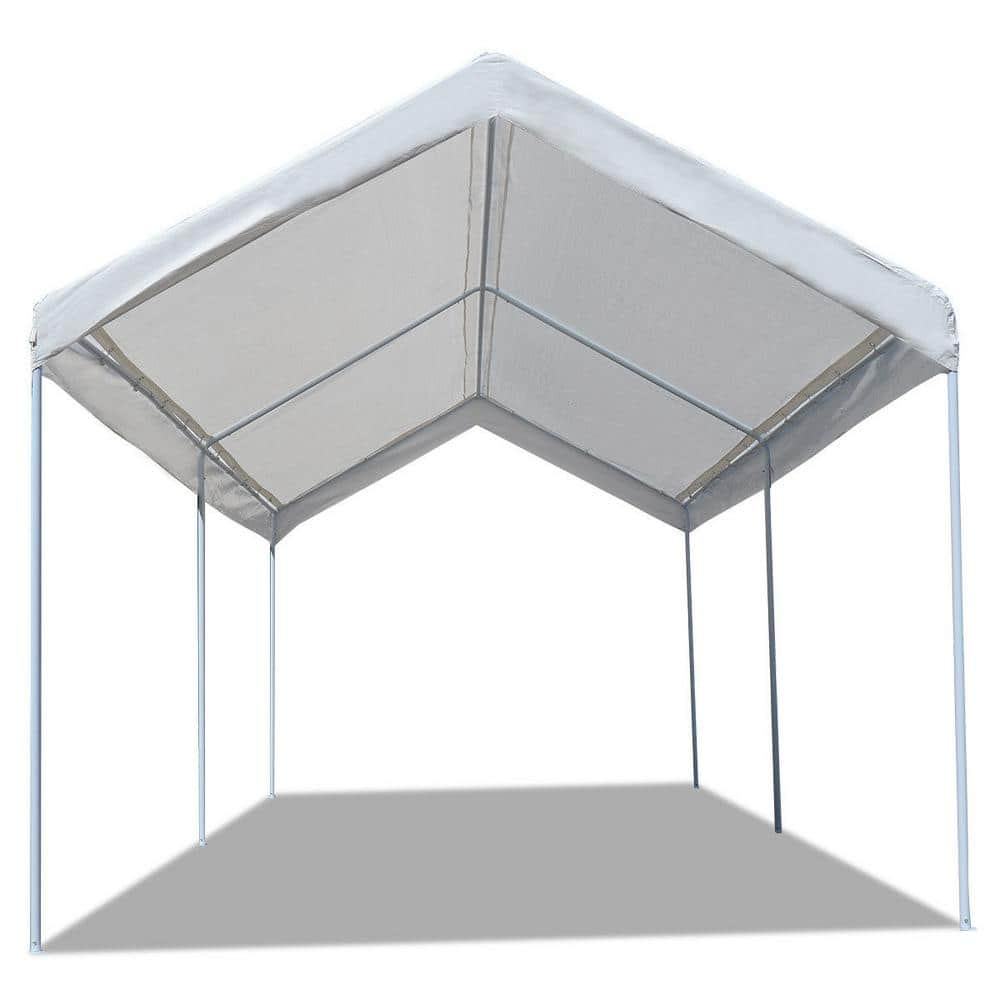 White Steel Frame 10 x 20 ft Portable Car Canopy Shelter