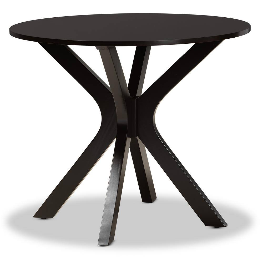 Kenji Modern and Contemporary Dark Brown Finished 35-Inch-Wide Round Wood Dining Table