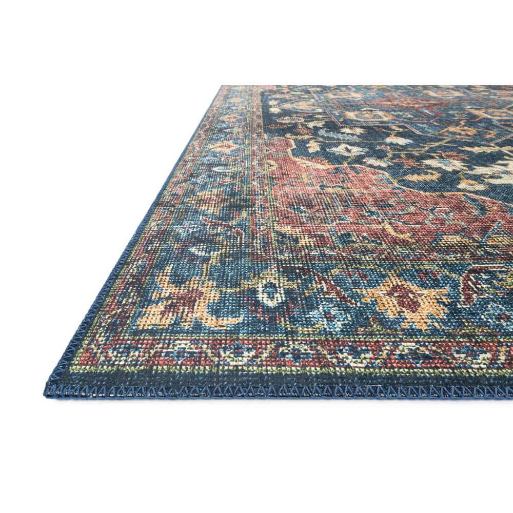 Skye Denim and Brick Synthetic Rectangular Rug
