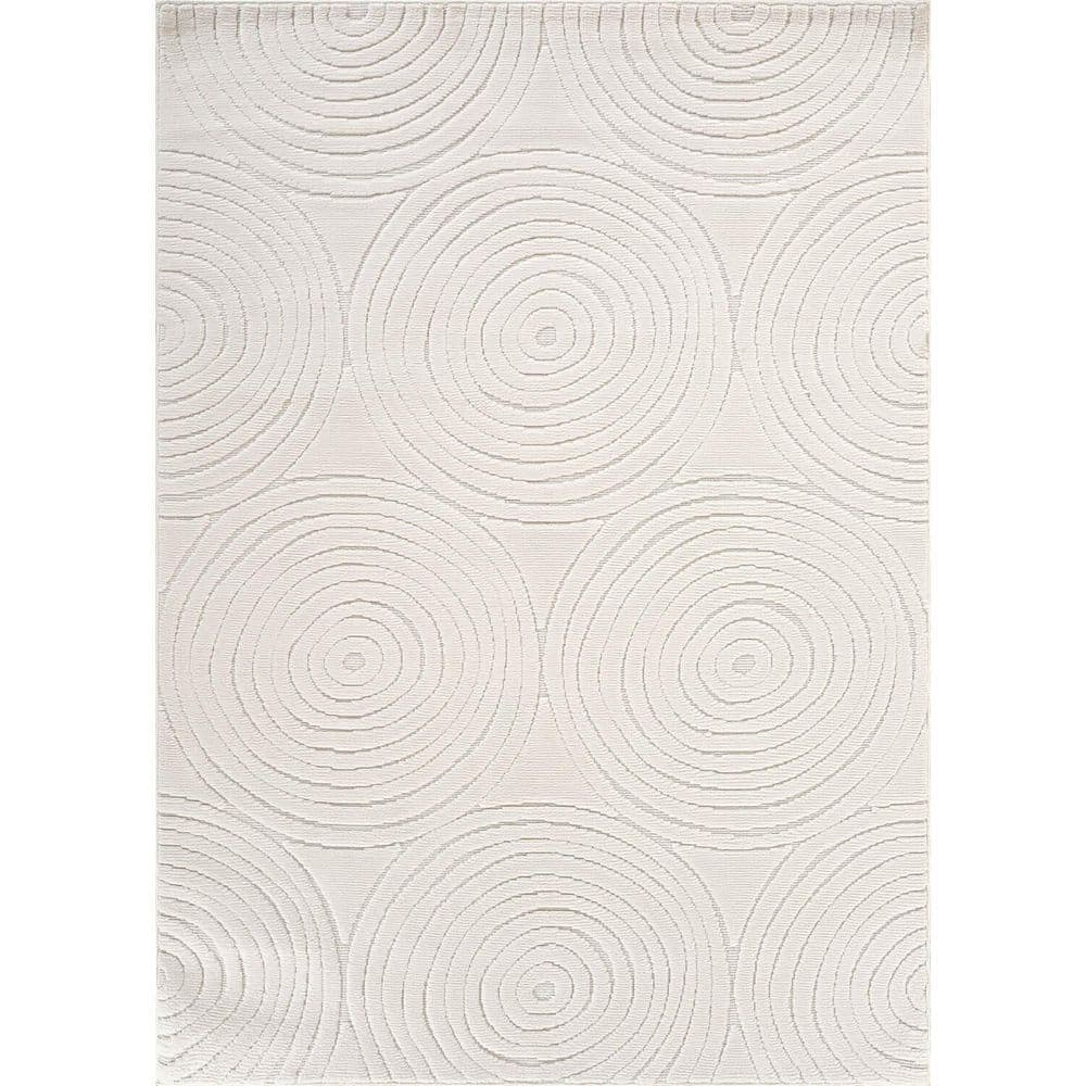 Cloudy Touch White 5 x 7 ft. Circular Indoor Area Rug
