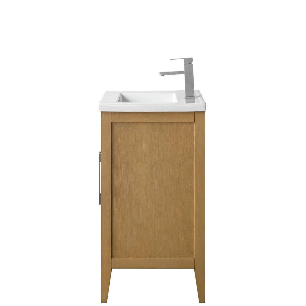 Natural Oak Single Sink Bathroom Vanity with Ceramic Top