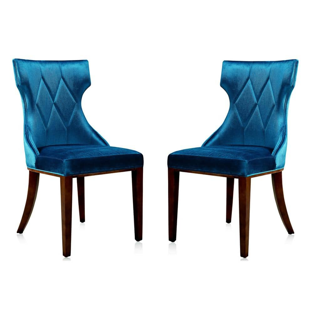 Manhattan Comfort Reine 18.5" Velvet Dining Chair in Cobalt Blue (Set of 2)