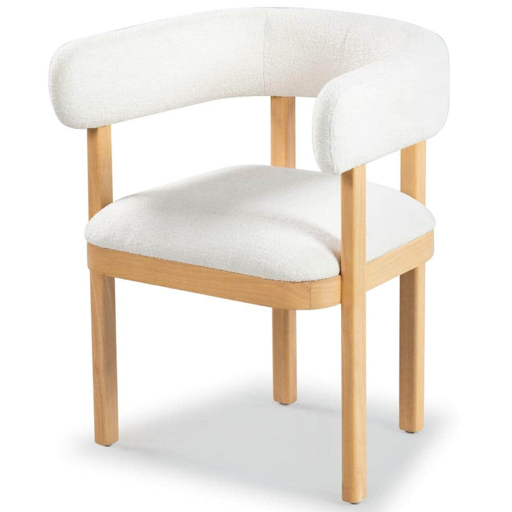 SAFAVIEH Couture Trystan Scandinavian Boucle Solid Dining Chair, Ivory/Natural
