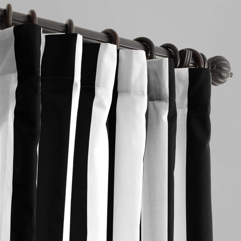 Cabana Black Printed Cotton Curtain (1 Panel), Cabana Black, 50W X 120L