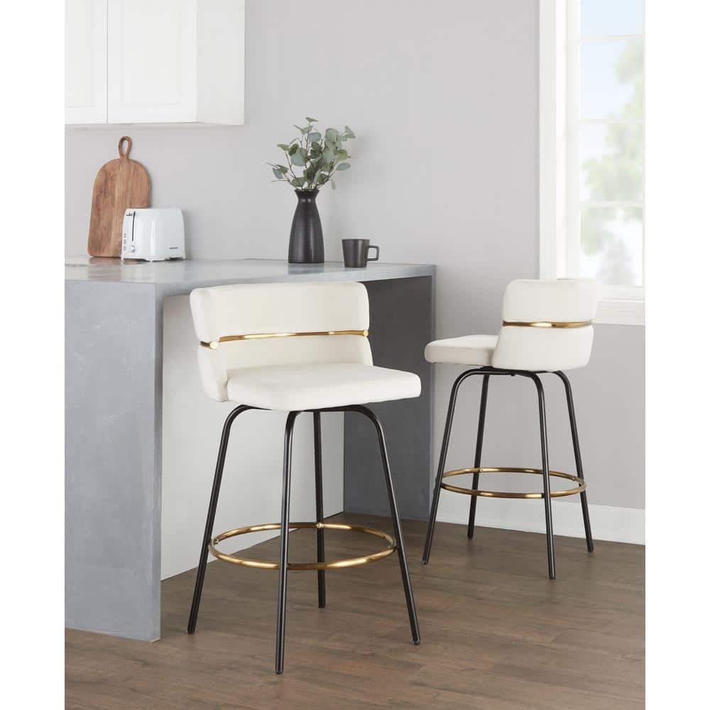 LumiSource Beige Cinch Claire 26" Fixed-Height Counter Stool - Set of 2