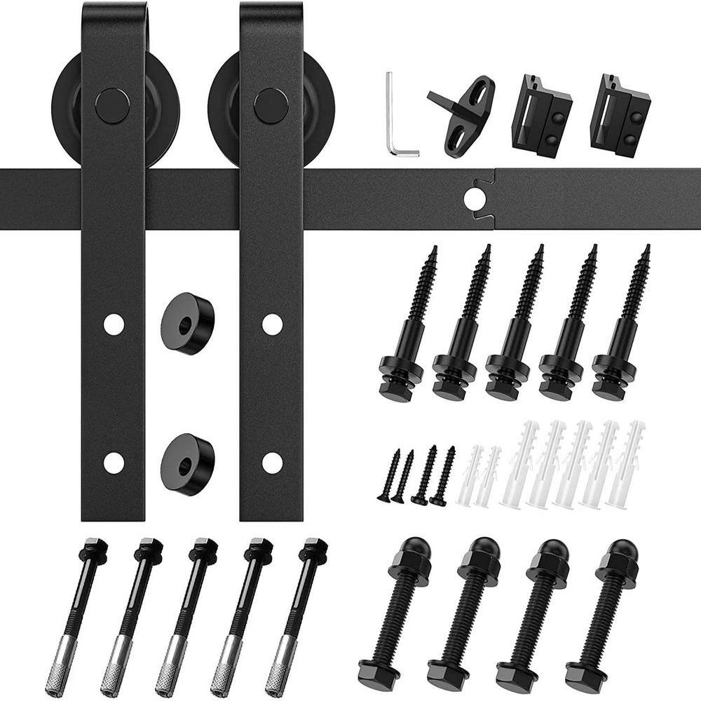 108-Inch Matte Black Sliding Barn Door Hardware Kit