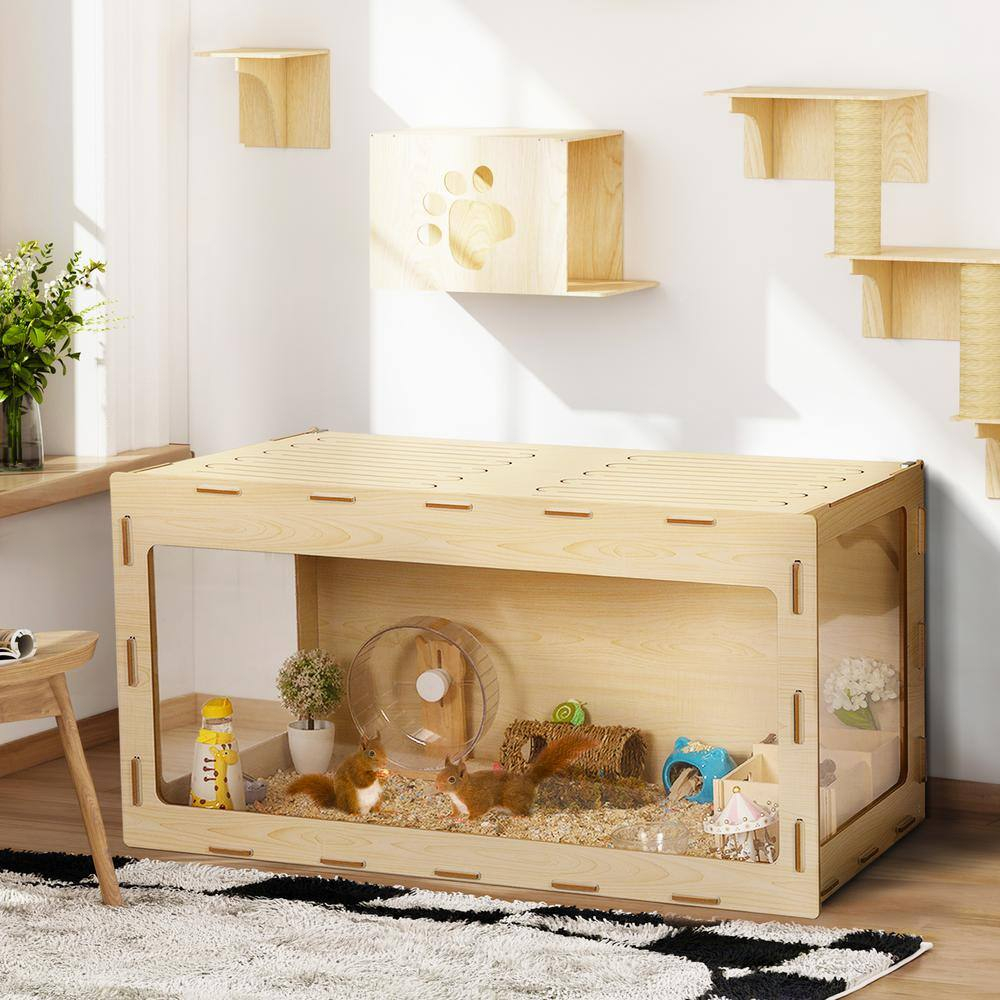 COZIWOW Large Wooden Hamster Cage,Habitat Shelter W/Acrylic Board,Flip Top