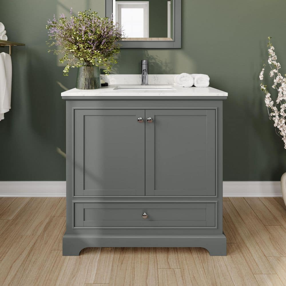 Deborah 36" Dark Gray Marble Top Single Bathroom Vanity